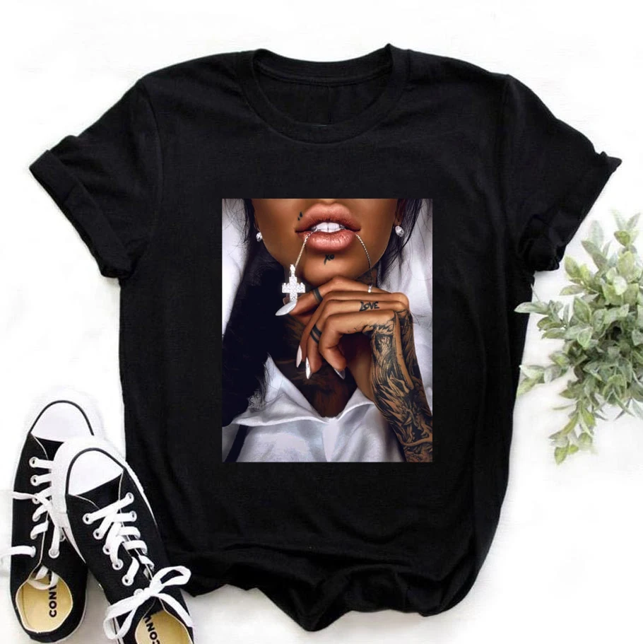 

FIXSYS Women T Shirt Print Tee Shirt O-Neck Tops Tees Summer Style Female T-Shirt Fashion Ladies Funny T-shirts White Tees