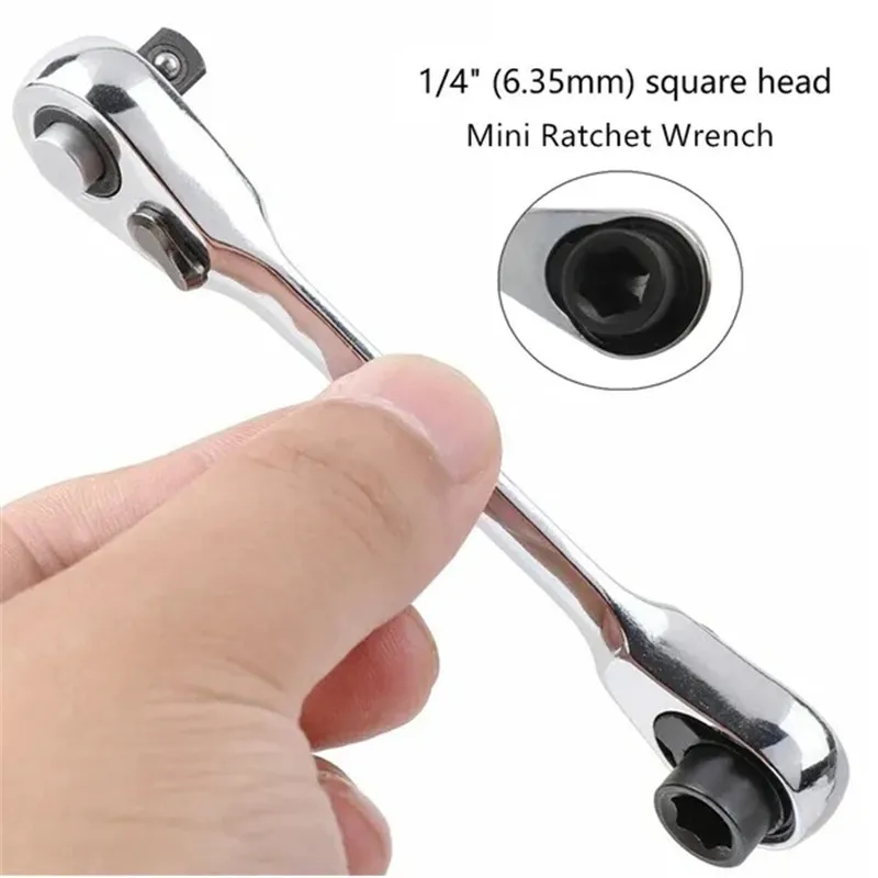 

1/4"Mini Ratchet Wrench Batch Head Handle Small Fly Socket Wrench Double-Ended Torque Wrench Spanner Hand Repair Tools