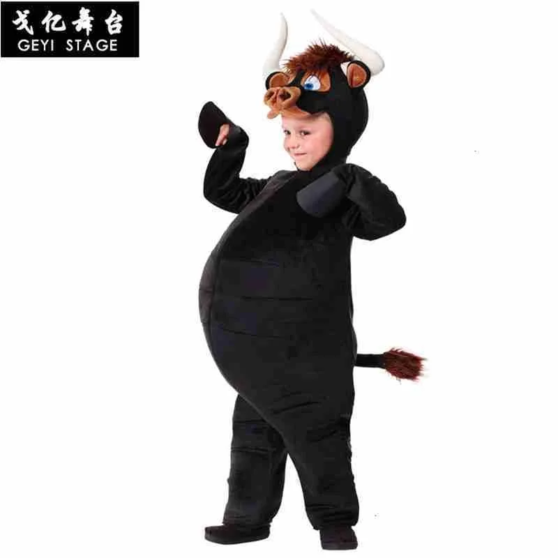 

New Party Halloween Costume Boys Children Toddler Animals Black Bull Ferdinand Cosplay Carnival Costume Cartoon Jumpsuits