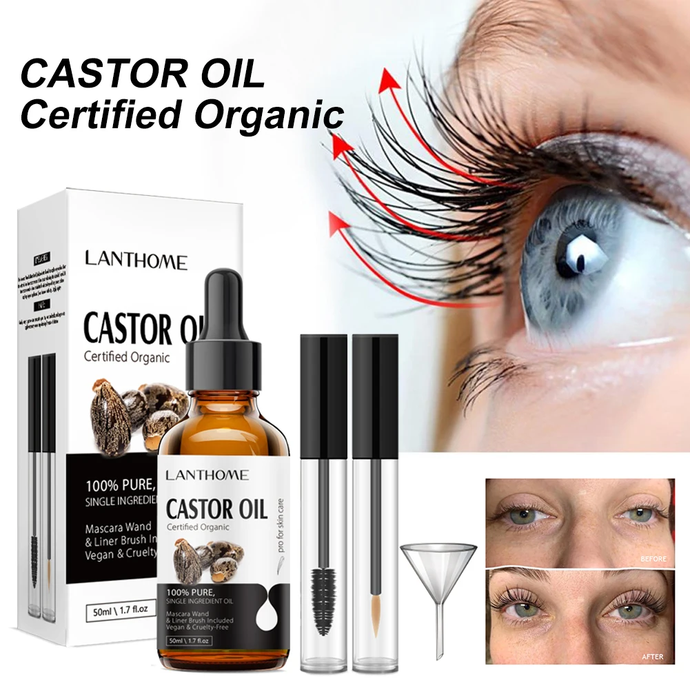 

50ML Natural Castor Oil Eyelash Growth Serum Longer Fuller Eyelash Eyebrow Enhancer Lashes Lifting Essence Makeup Nourishing Car