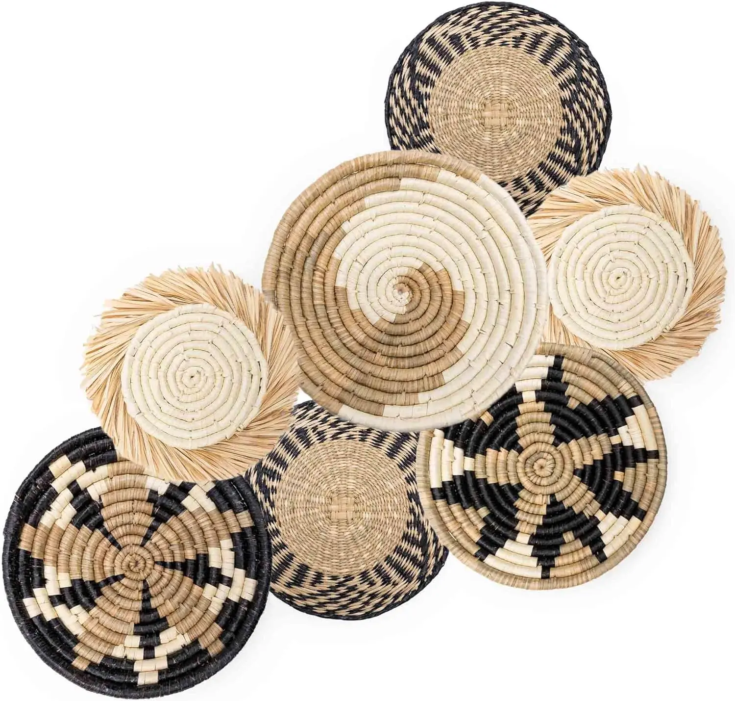 

Woven Wall Basket Set - 7 Unique Handcrafted Seagrass Baskets for , Farmhouse & Rustic Wall Decor, Table Settings & More