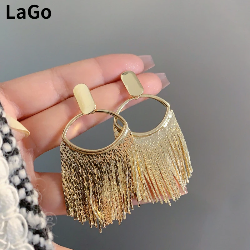 

Trendy Jewelry 925 Silver Needle Tassel Earrings 2023 Trend New Elegant Temperament Metal Earrings For Women Party Gifts