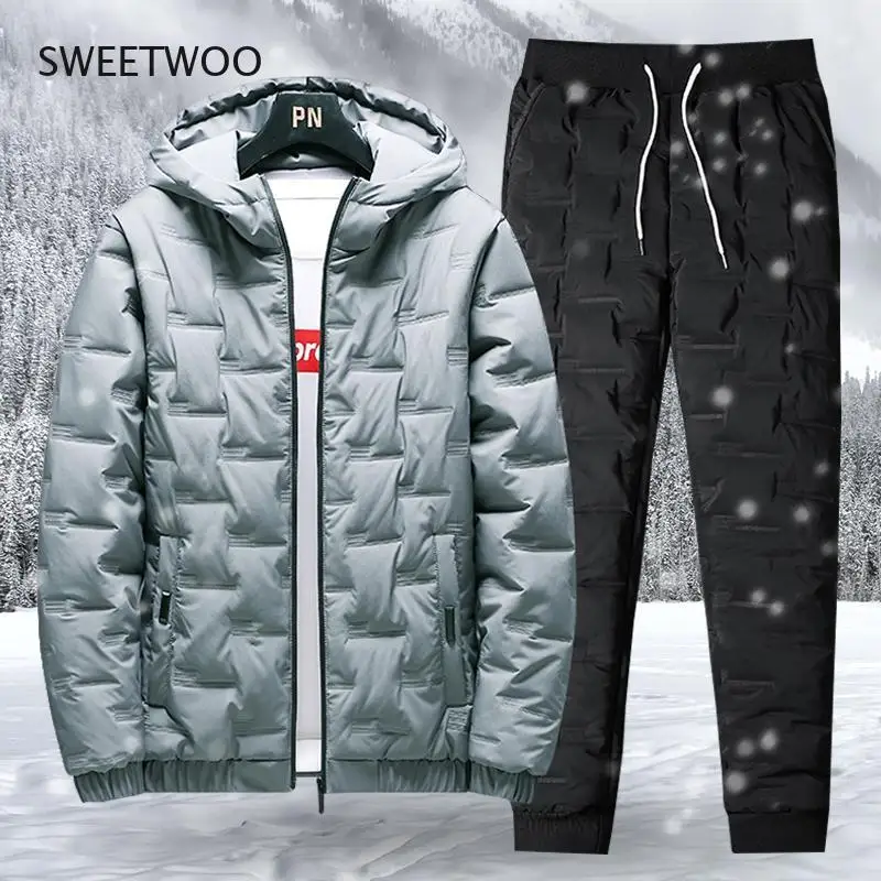 

Mens Windbreaker Tracksuit Set Jacket Hooded Bomber Coat Brand Sportswear Warm Two Piece 4XL Tracksuit