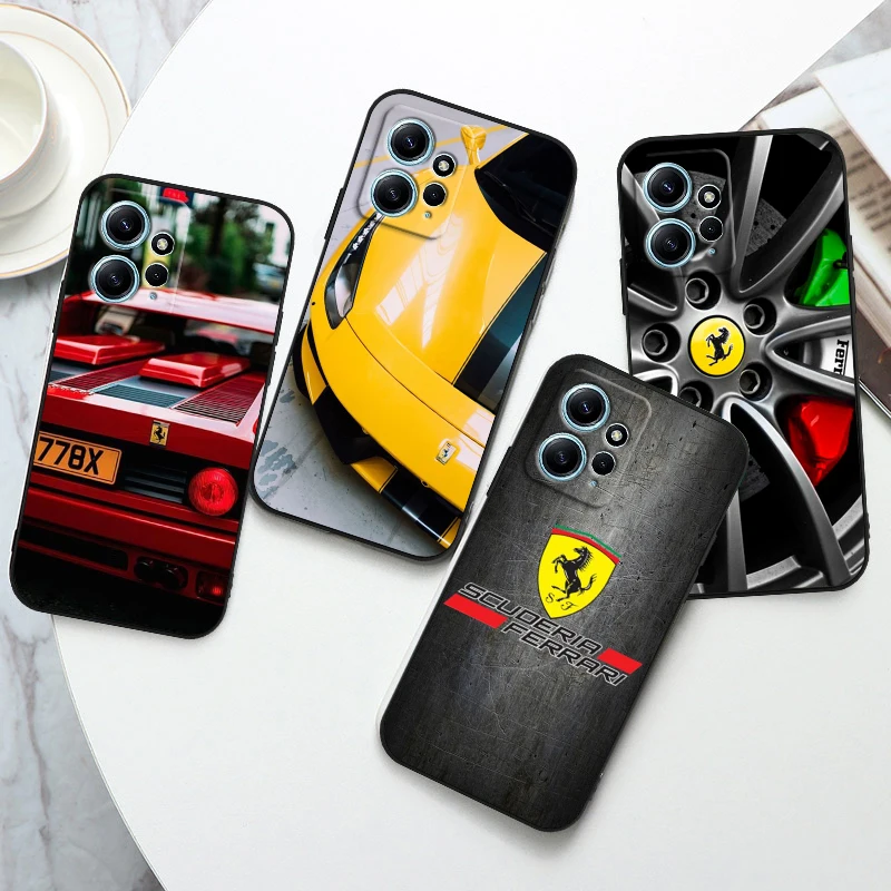 

Red Car Ferrari Luxury For Xiaomi Redmi Note 12 11 11T 10 9 8 7 6 5 4 Pro 5G 4G Silicone Soft Shockproof Black Phone Case Fundas