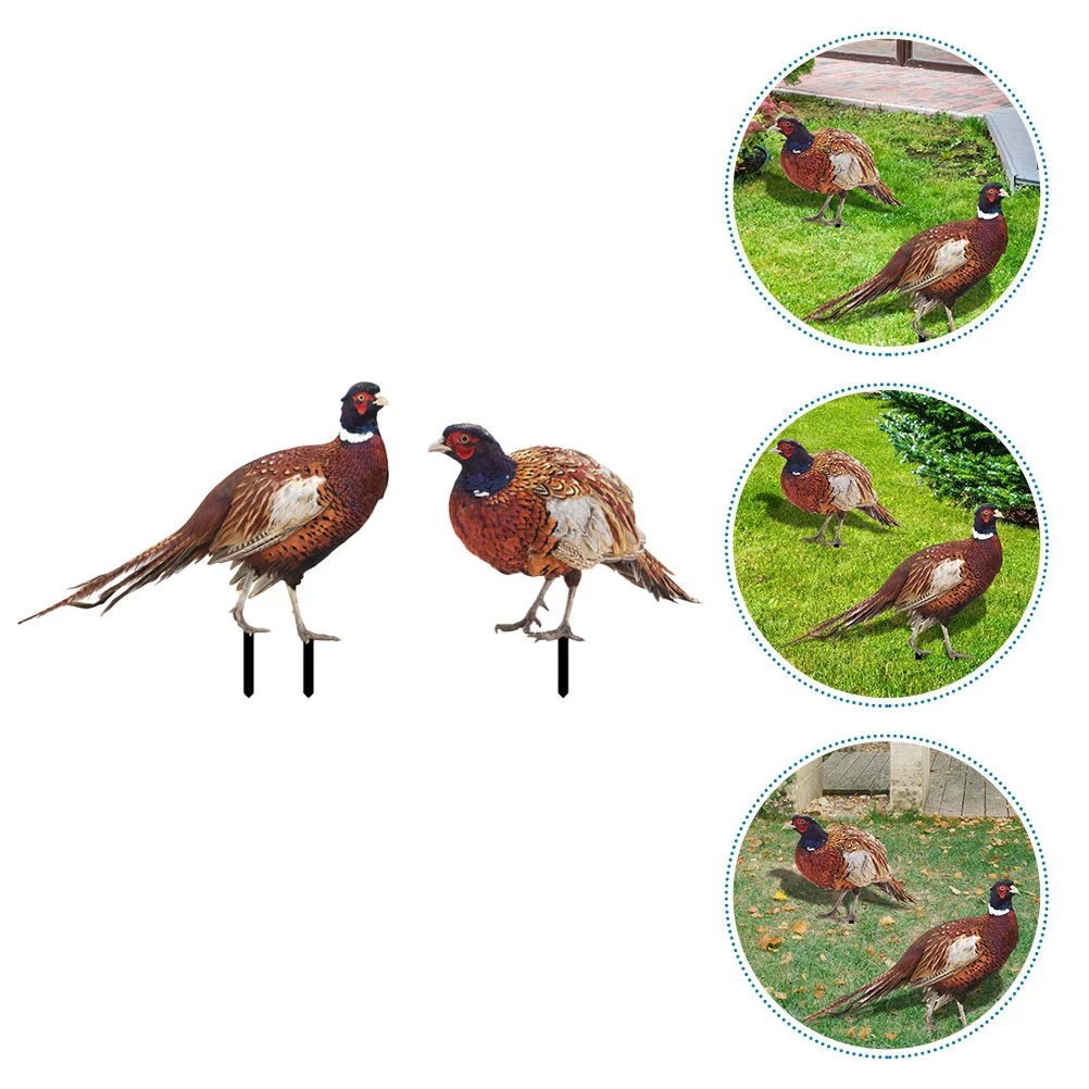 

2 Pcs Pheasant Garden Decoration Shape Stake Out Door Decorations Acrylic Yard Ornament Outdoor Accessories