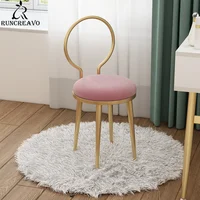 Light Luxury Makeup Chair Nordic Style Metal Upholstered Stool Home Furniture Pink Chair Modern Simple Iron Art Dining Chair