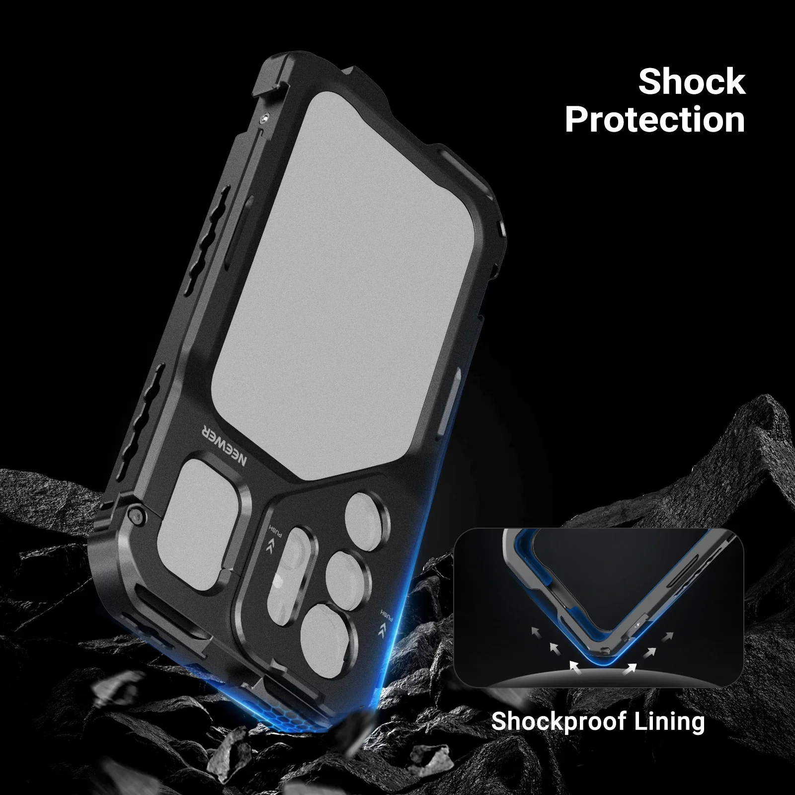 NEEWER S26 Ultra Phone Cage: Мобильный видеориг-стабилизатор для смартфона, комплект для видеоблогинга с 3 задними панелями для фильтров 67 мм и объективов 17 мм с T-образным креплением (art.: 3920dcabf88ea) - 3920dcabf88ea