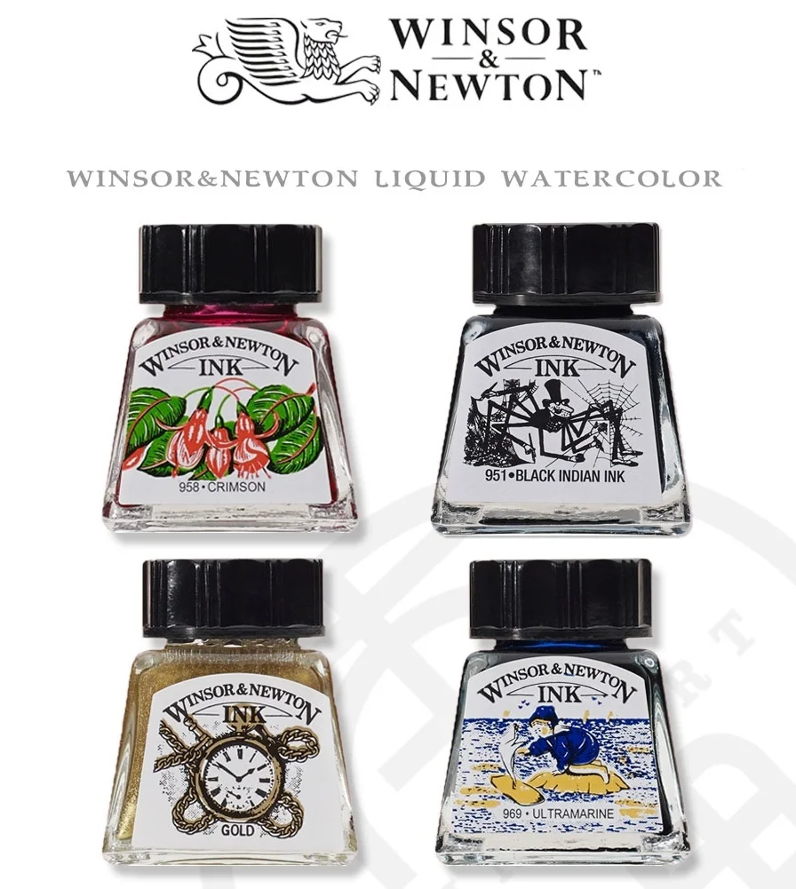 

British WINSOR&NEWTON Liquid acuarela Ink Waterproof Watercolor Paint Calligraphy Painting Color Ink