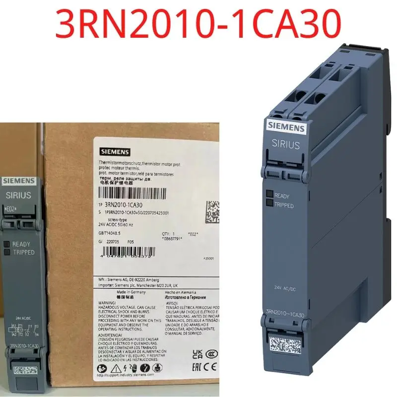 

3RN2010-1CA30 Brand New Thermistor motor protection relay Compact evaluation unit 17.5 mm enclosure Screw terminal 1 NO contact,