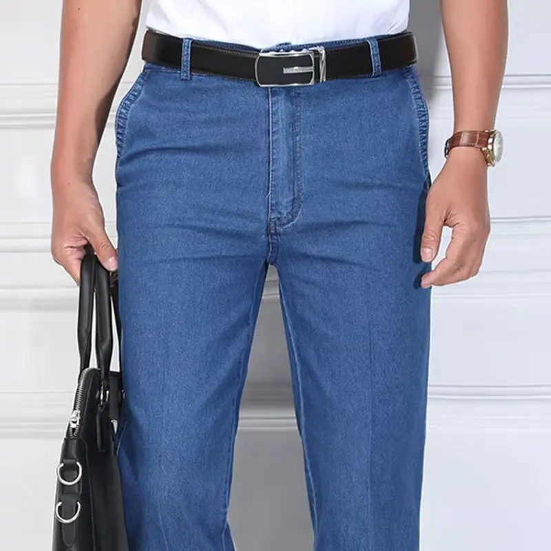 Summer Fashion Jean For Men Denim Casual Trousers Male 2022 Pant Sweatpant Plus Size Washed Full-Length Spring Elastic MOOWNUC