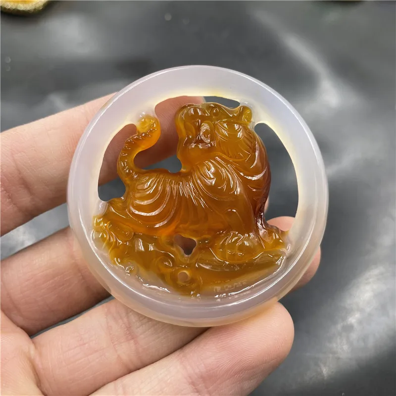 Дешевый нефритовый Подвеска из халцедона агата китайского знака зодиака тигра