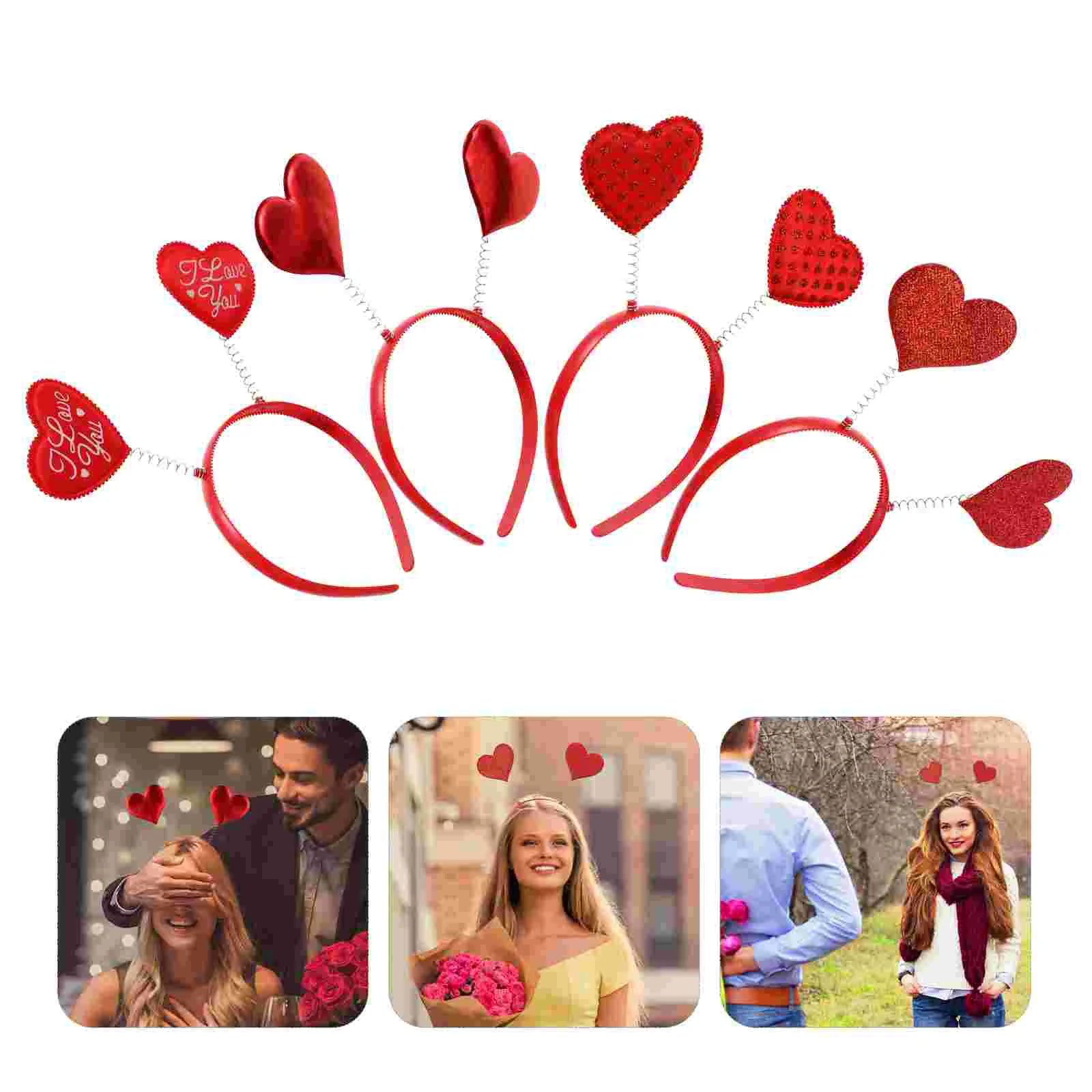 

Heart Headband Head Red Hair Bopper Glittercupid Party Accessories Headbands Boppers Hoops Wedding Shaped Valentine Girl Woman