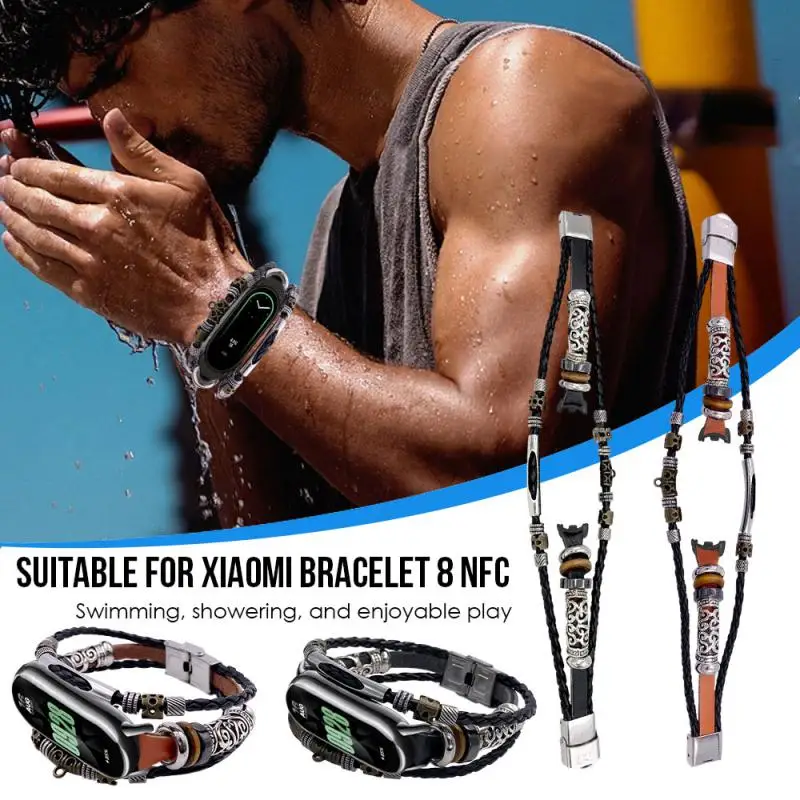 

Ремешок RYRA для Xiaomi Mi Band 8, модный плетеный сменный ремешок в стиле ретро, ремешок для наручных часов, браслет для Mi Band 8