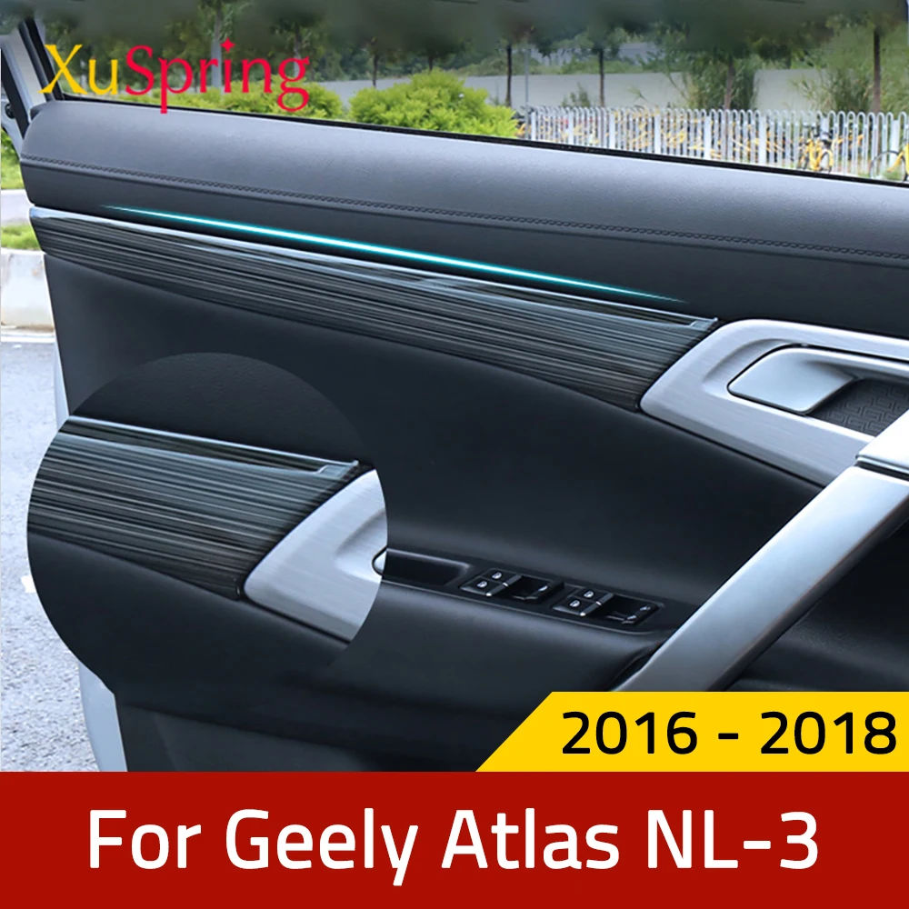 

Car Interior Door Board Cover Handle Panel Trim Garnish Strips Stickers For Geely Atlas Boyue Emgrand NL-3 Proton X70 2016-2019