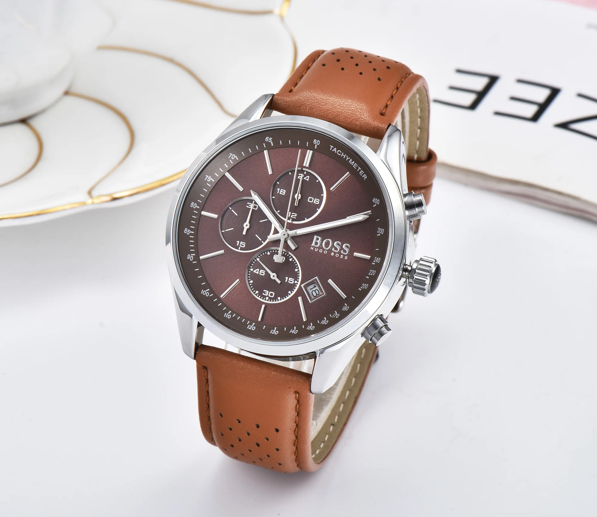 High Quality Hugo Boss Watches for Men Chronograph Top Belt Strap Business Fashion Wrist Watch Quartz Movement