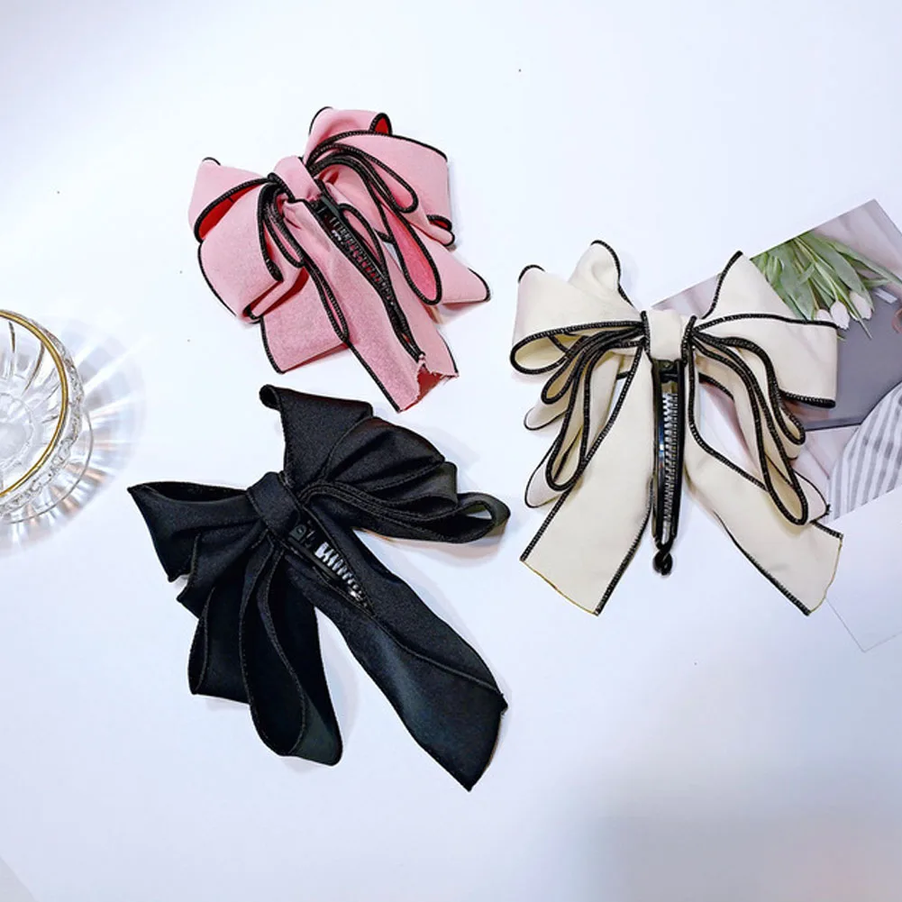 

Korea Sweet Ribbon Bow Banana Hair Clip Horsetail Clip Vertical Clip Women Fashion Hair Accessories Girls Hairpin Hair Claws