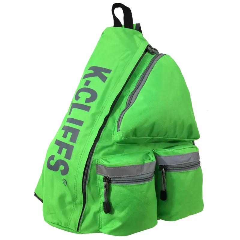 K-Cliffs 20 inch Uni-sex Reflective Sling Backpack Bright Green Student Bookbag Travel Daypack Safety