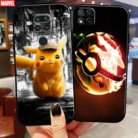 anime pokemon cute pikachu for xiaomi redmi note 9 pro max 9t 5g phone case silicone cover soft coque black liquid silicon