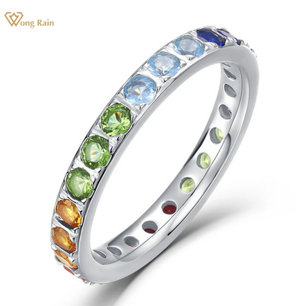 

Wong Rain, 100% Стерлинговое Серебро 925 пробы, Круглый высокоуглеродный кольцо с самоцветом и бриллиантами для женщин, свадебный браслет, ювелирные украшения, подарки, оптовая продажа