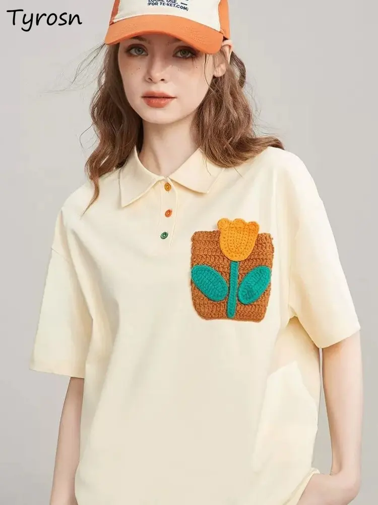 

Футболки женские простые универсальные летние модные Элегантные Дизайнерские Лоскутные Повседневные с отложным воротником для студентов ...