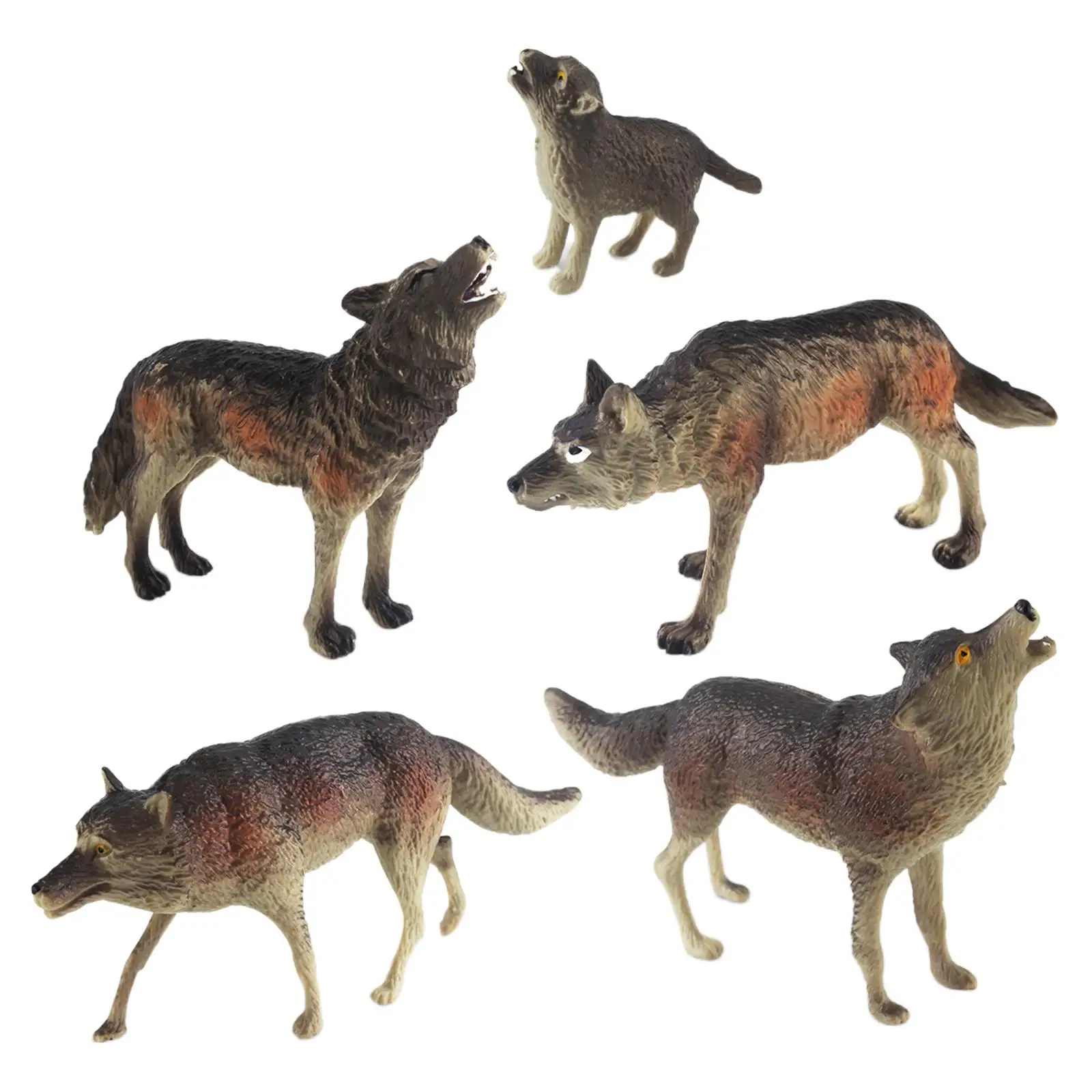 

5 Pieces Wolf Toys Figures Preschool Creatures Miniature Wolves Educational Toy Realistic Gift Forest Animal Toys for Ages 3-8