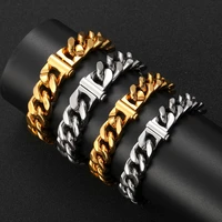 2022 fashion hip hop jewelry luxurious for men high polished stainless steel cuban link bracelet