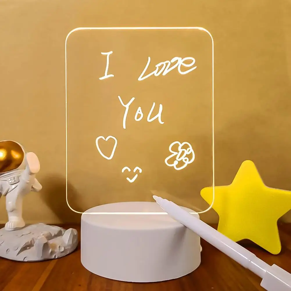 

LED Night Light Plug-and-Play Soft Lighting Creative Shape Flicker Free Erasable Message Board Lamp LED Bedside Light