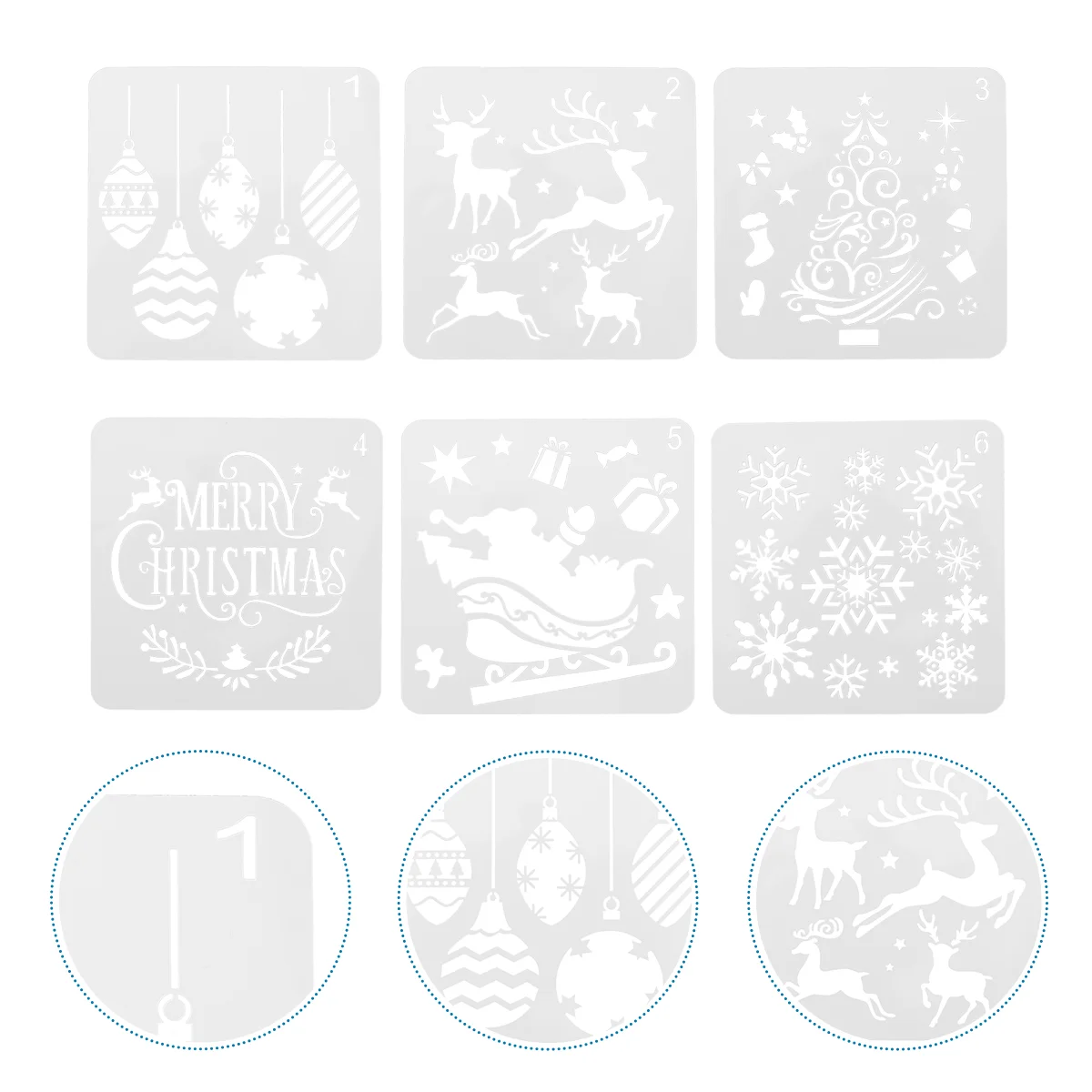 

6pcs Durable DIY Drawing Lovely Festival Christmas Stencils Xmas Templates Painting Templates for Men Indoor Decor Kids