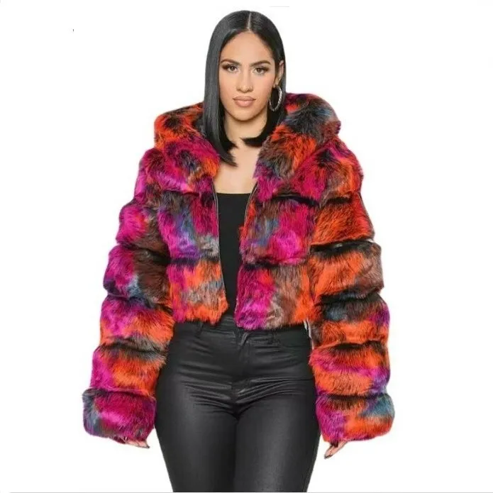 

Autumn and Winter New Fur Warm Hooded Fur Coat Women