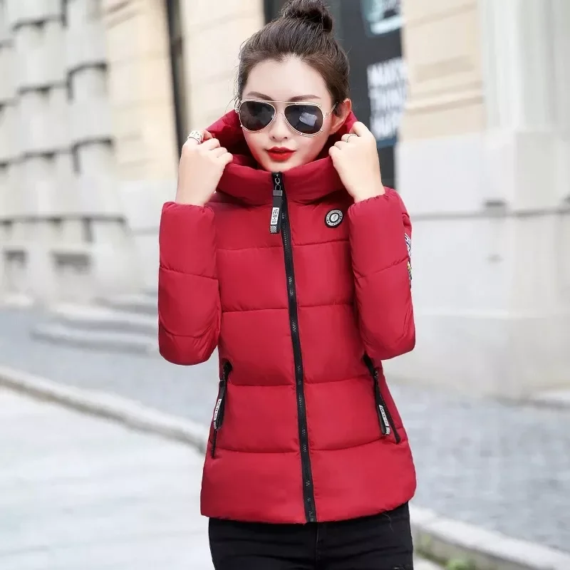 New in 2022 Winter Women Hooded Down Jacket Casual Long Sleeve Zippers Short Outerwear Female Korean Warm Down Coat Tops Parkas enlarge