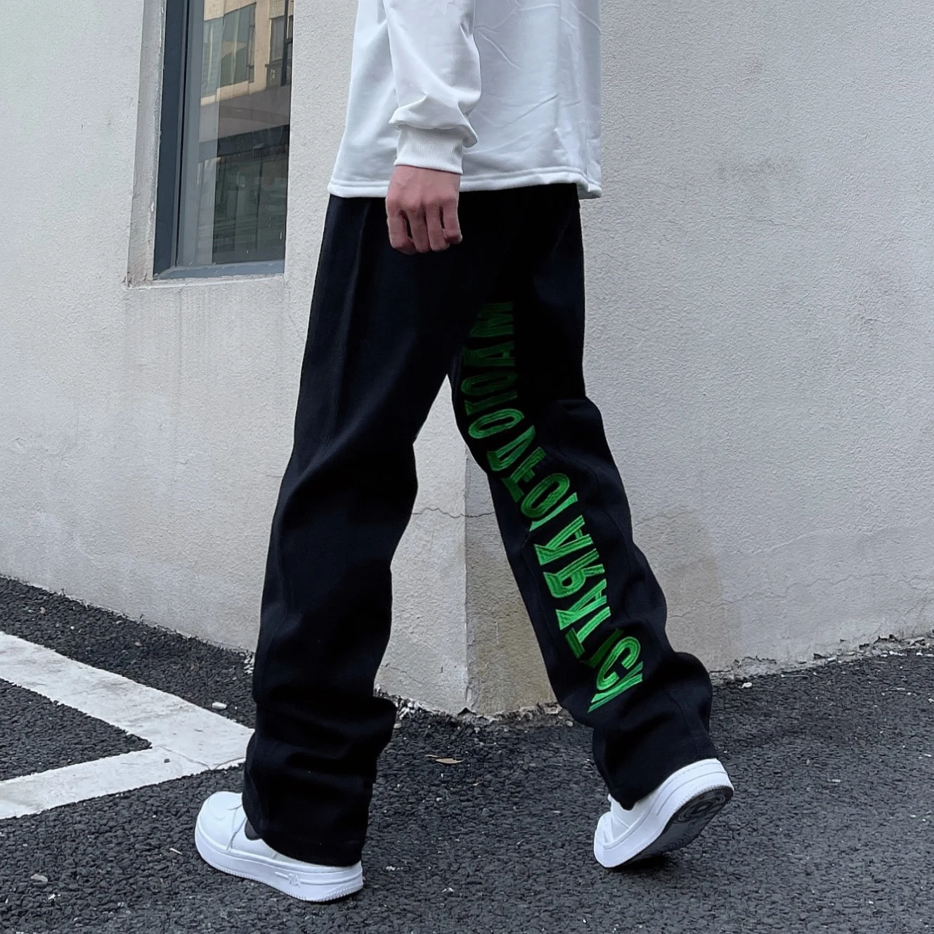 American High Street Retro Jeans Black Hip-Hop Loose Wide-Leg Pants Fried Street Ruffian Handsome Long Pants Mopping The Floor