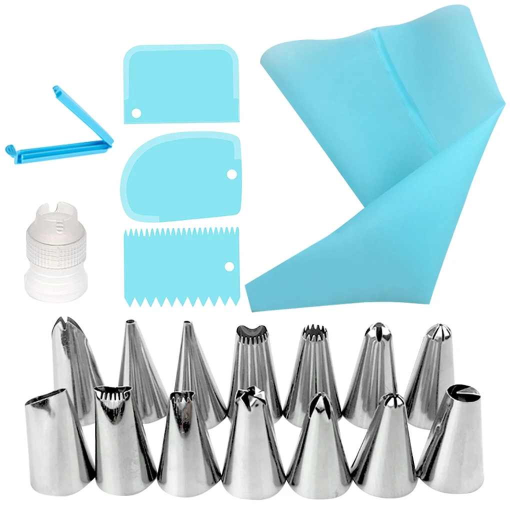 

20Pcs/Set Piping-Nozzles Silicone Pastry Bag Kit Cake Decorating Tools DIY Icing Piping Cream Reusable Kitchen Accessories