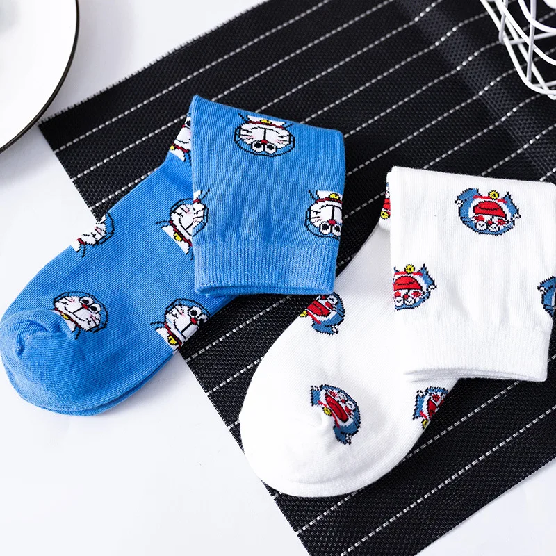 Solid Sock Women Doraemon Woman Socks Creative Casual Ladies Sox Cotton Autumn Winter Girls Trendy Japanese Lovers Calcetines