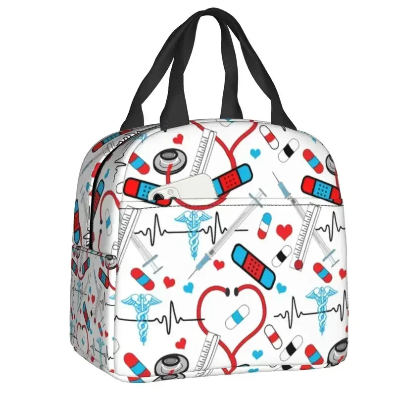 

Симпатичная теплоизолированная сумка для ланча с докторским узором для медсестер, женская сумка для ланча для кормления для детей, школьная детская коробка для еды