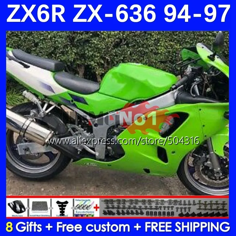 

Body For KAWASAKI NINJA ZX 6R 636 6 R ZX-636 ZX-6R 79MC.101 gloss green ZX636 ZX6R 94 95 96 97 ZX600 1994 1995 1996 1997 Fairing