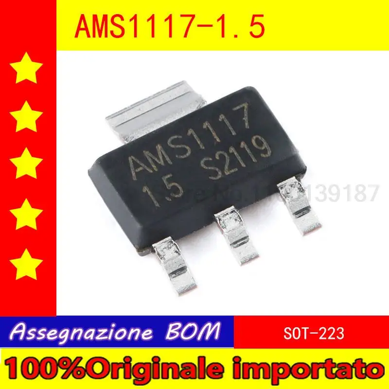

100% Оригинальный импортный 5 шт./лот AMS1117-1.5 SOT - 223 выход 1,5 В/1 a линейные Регуляторы низкого выпадения чип