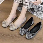 Женские клетчатые туфли на плоской подошве, размеры до 41