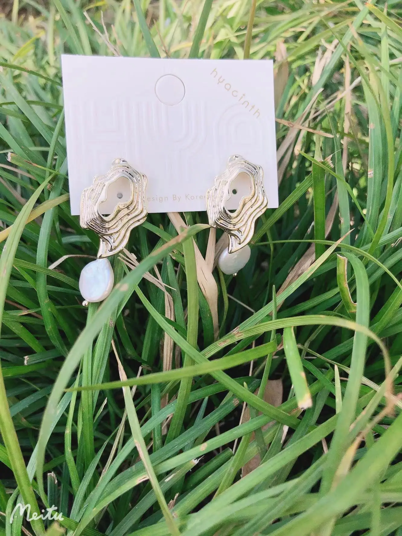

S925 Silver Ear Needle Stud Earring Minimalist Freshwater Baroque Pearl W/ Metal Brass14kGold Korea Jewelry for Women HYACINTH