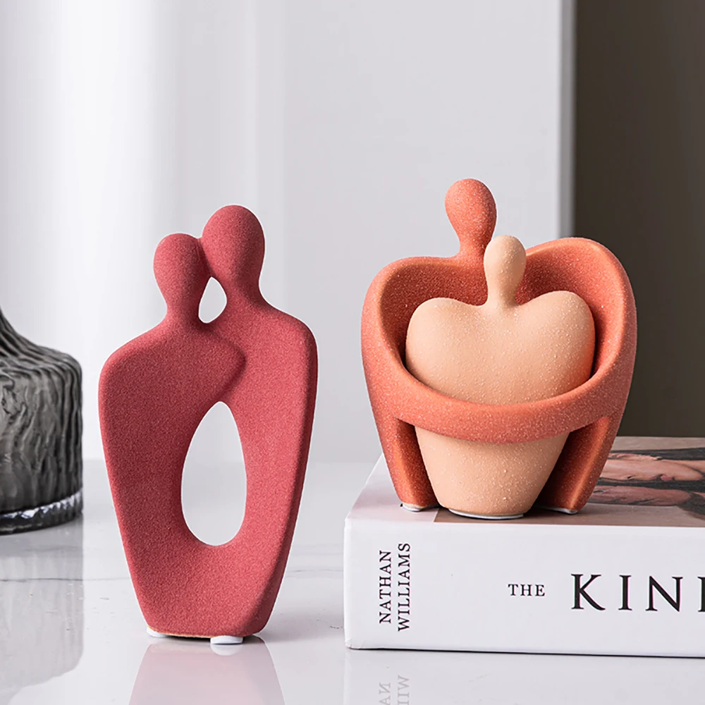 

Minimalist Room Decor Abstract Indoor Statue Family Figure Figurines Ceramic Ornaments Modern Home Decoration Desk Accessories