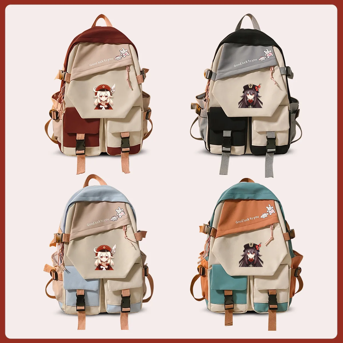 

Game Genshin Impact Cosplay Klee Hutao Xiao Shoulder Bag Fashion Backpack School Students Laptop Travel Rucksack Cos Hu Tao Gift