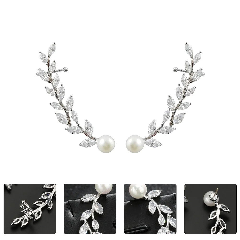 

Серьги-гвоздики с бриллиантами Женские, модные клиньеры с листьями, манжеты для невесты из ивы