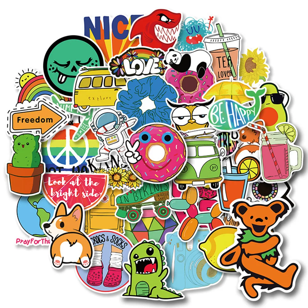 

10/30/50pcs VSCO Cartoon Stickers Kawaii Girls Graffiti Scrapbooking Guitar Suitcase Laptop Ins Style Cute Stickers for Kids