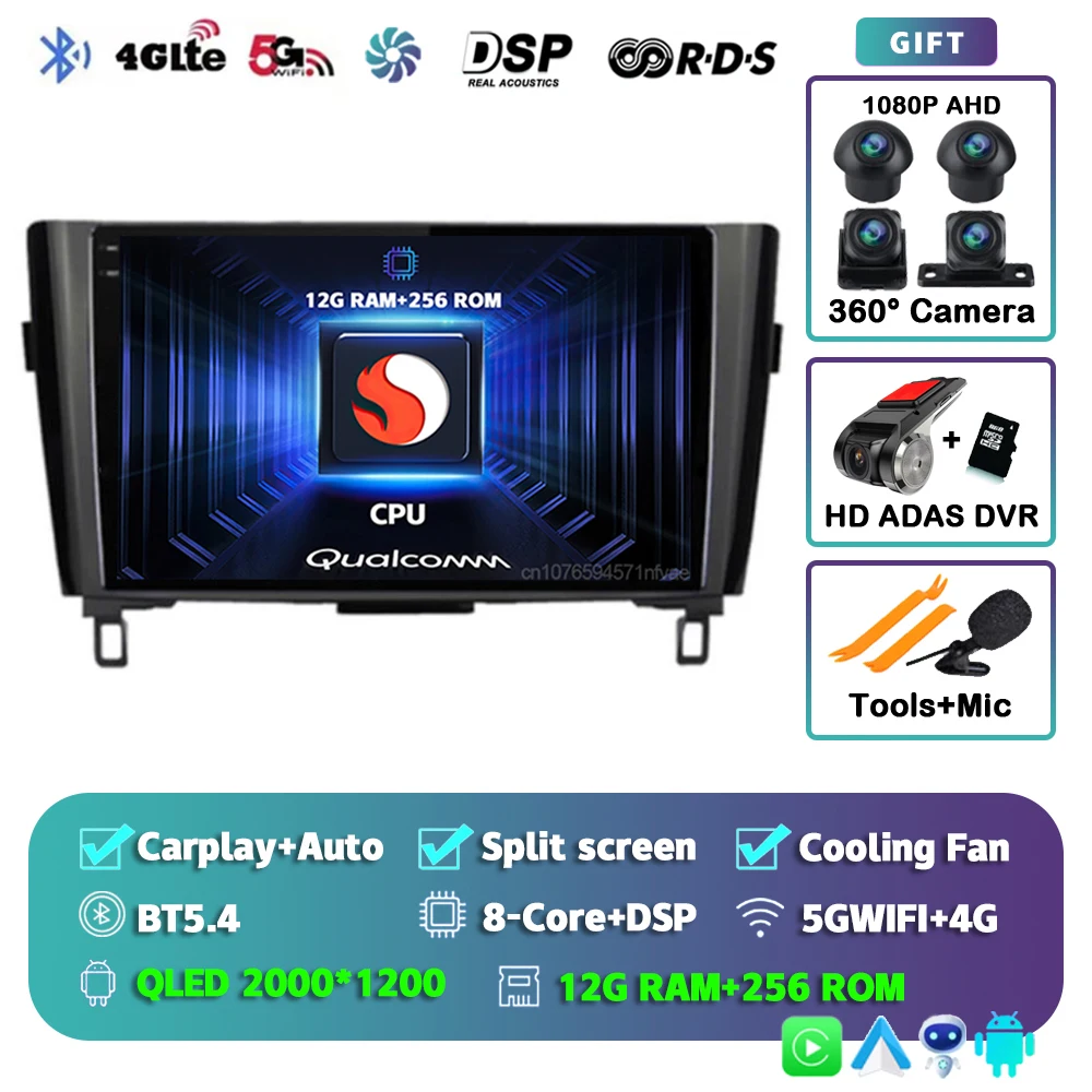 

Автомобильный радиоприемник Android 14 для Nissan X-Trail 3 T32 Qashqai J11 2 2014-2020 Carplay Android auto Qualcomm Автомагнитола Мультимедийный плеер
