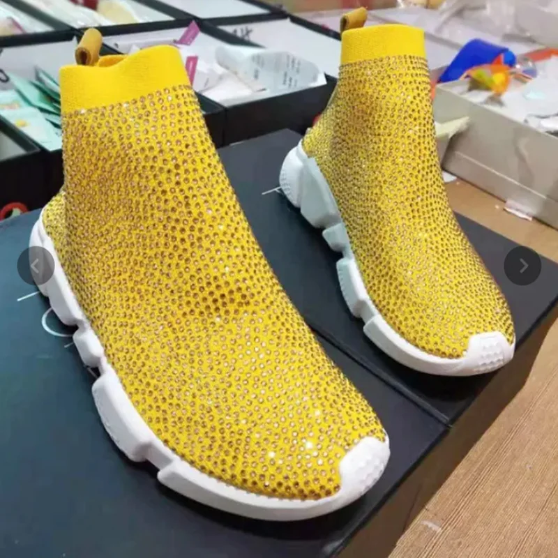 

Plus Size Sneakers Women Vulcanized Shoes Female Socks Shoes Trainers Women Slip-on Stretch Platform Shoes Black Sneaker Femme