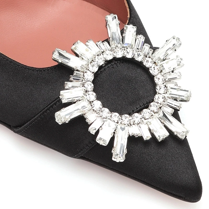 2022 Crystal Mules High Heel Pumps for Women Rhinestone Shoes Ladies 10cm Heels Party Footwear Large Size Slides Free Shipping