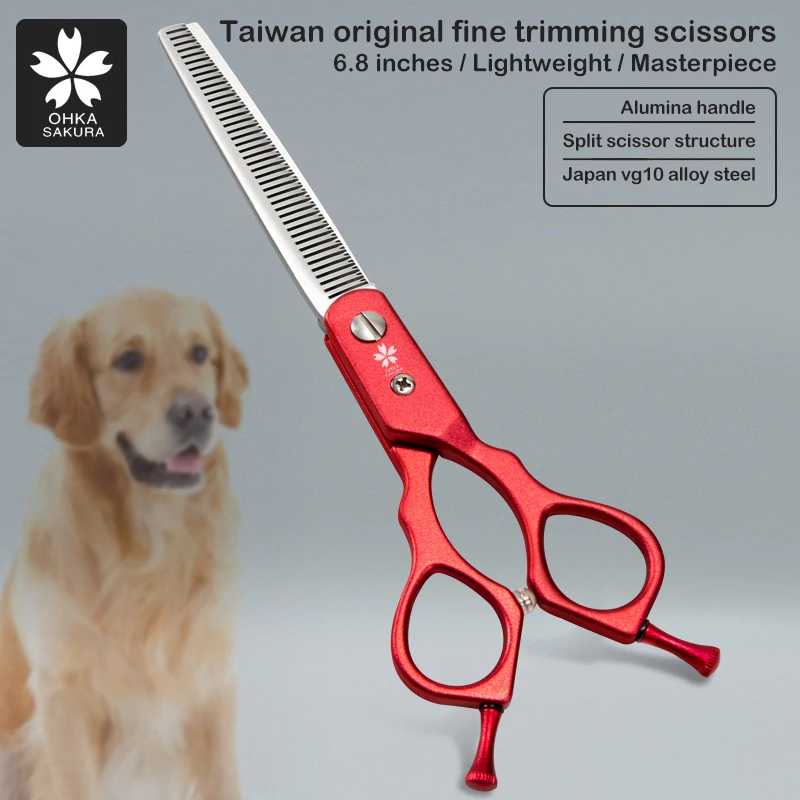 

Taiwan Origin Red Pet Teeth Scissorsdouble Tail Nail Thin Scissors Split Scissors, Beautician's Fine Trimmi 6.8 Inch