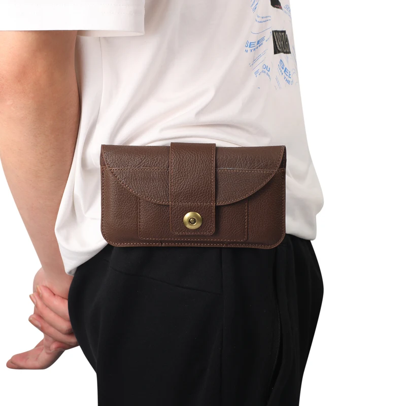 

Роскошный чехол для ремня из натуральной кожи с металлической пряжкой в стиле ретро, Мужская поясная сумка для Samsung Galaxy Z Fold 3 A53, кобура с зажи...