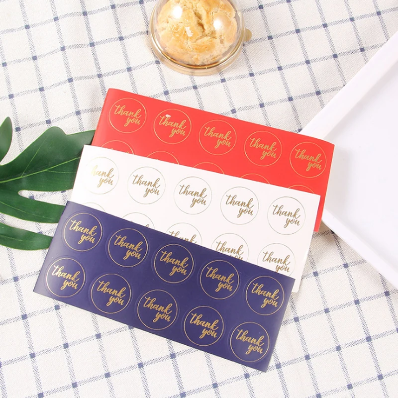 

100pcs Thank you color bronzing seal sticker For Handmade Products self-adhesive Package Label Multifunction black Stickers