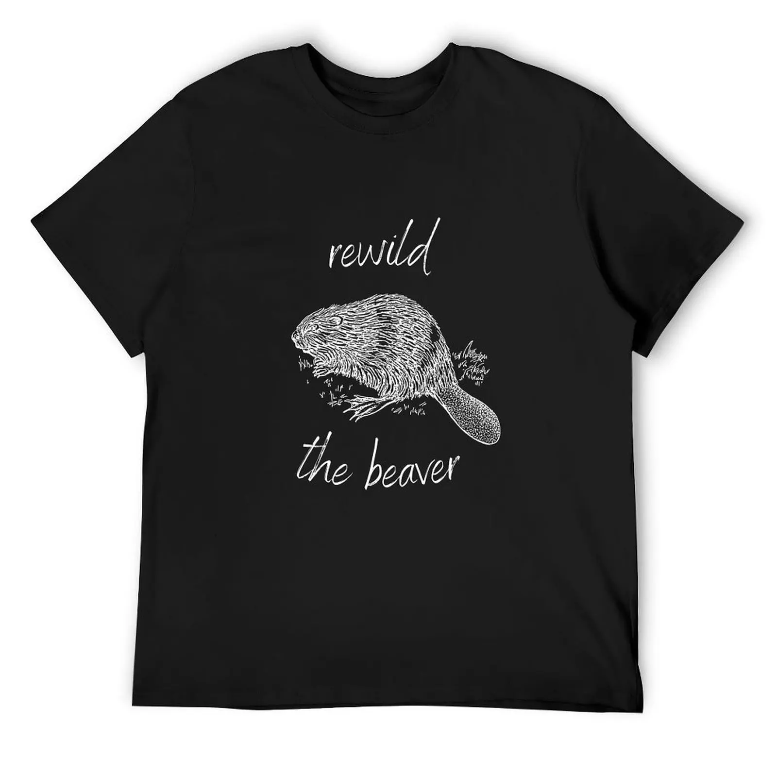 Футболка Rewild the Beaver Rewilding Conservation (белый текст) летняя мужская одежда футболка