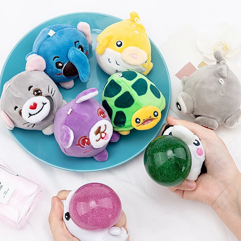 Enlarge 16 Styles 7cm Cute Cartoon Animals Stuffed Plush Toys Anti Stress Squeeze Ball Fidgets Novelty Prank Toy for Adults Kids